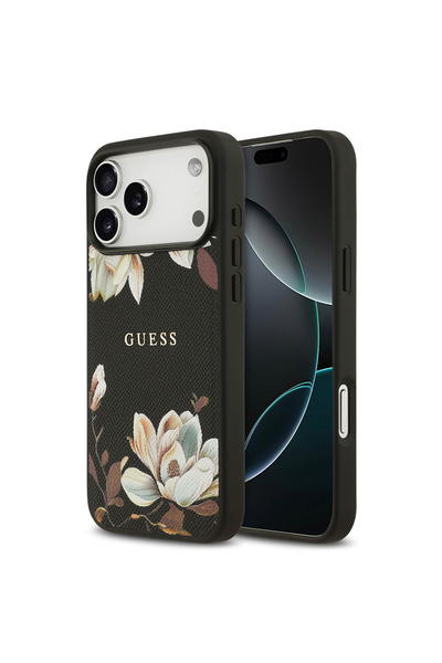 Guess iPhone 17 Pro Max Uyumlu Kılıf Lisanslı M-safeli Taneli Çiçek Tasarım M...