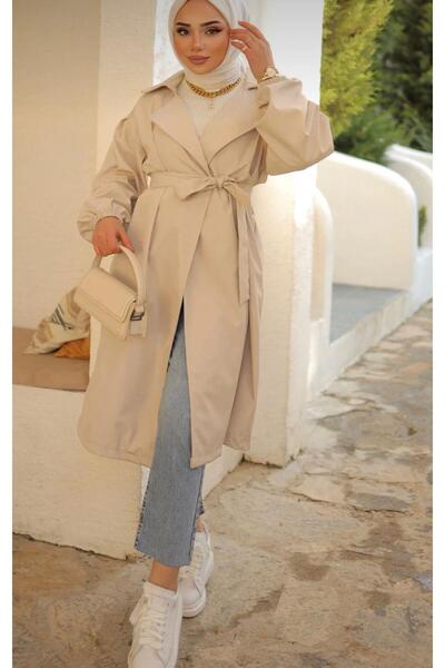 SOBİ Kuşaklı Kolu Lastikli Trençkot