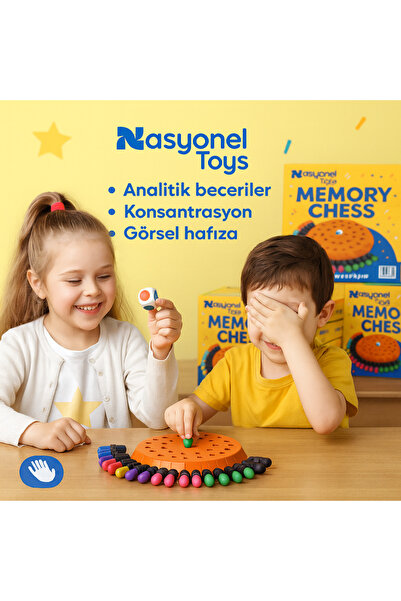 NASYONEL TOYS Memory Chess Hafıza Oyunu Renklerle Hafıza Ve Zihin Geliştirme ...