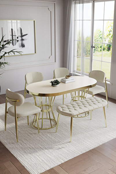 BY ORHAN GÜZEL BOHEM POLO MUTFAK MASASI TAKIMI 6 KİŞİLİK BENCLİ