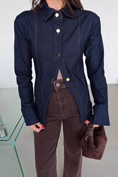 Özge Özgenç Τζιν μπουφάν με βάτα τεμάχια στους ώμους