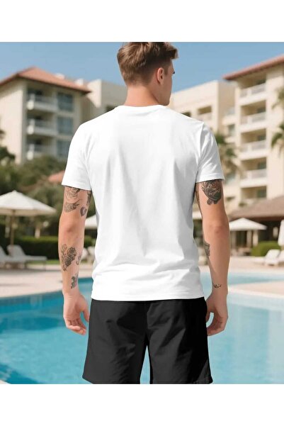 ORVIO Group Men's'Paris' Letter Print Striped T-Shirt and Shorts Set