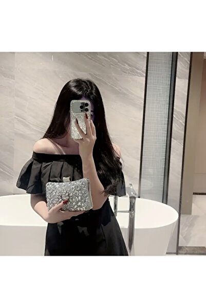 RED VELVET Stone Evening Dress Bag