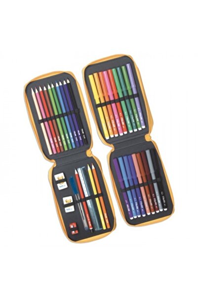 Milan Milan Fitted Pencil Case, 2 Zippers with 36 Pieces, Model 081264SQ, Size 195x130x50 mm, Color Yellow