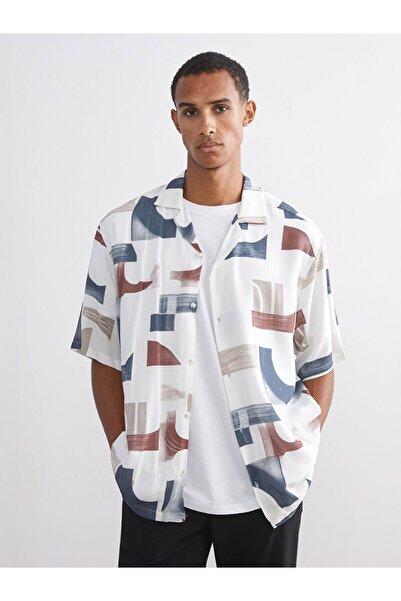 LC Waikiki Lcw Vision Resort Collar Short Sleeve Patterned Viscose Men's Shirt