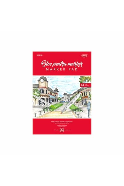 Daco Bloc de desen A4 cu marker, 24 de coli, 130 g/m², hârtie lucioasă