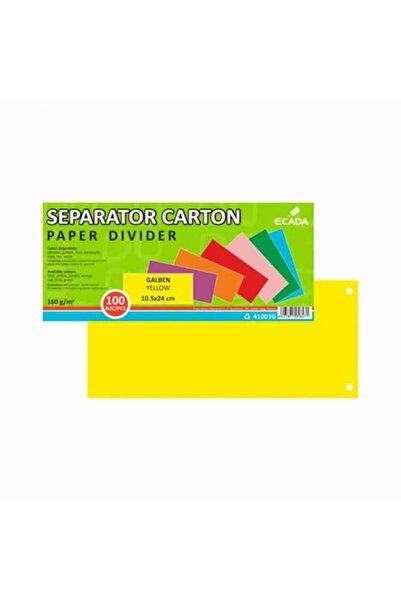 Ecada Cardboard Dividers for Documents, Set of 100, 10.5x24 cm, 160 g/m², Yellow