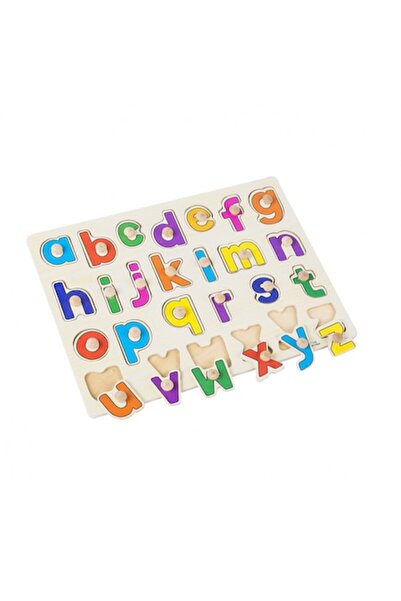 ALİBEİBEİ Puzzle alfabet din lemn cu mâner auxiliar - 26 de piese