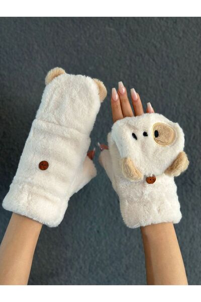 Gönülden Tasarım Puppet Plush with Fur Inside, Openable Finger Embroidery Processing Gloves