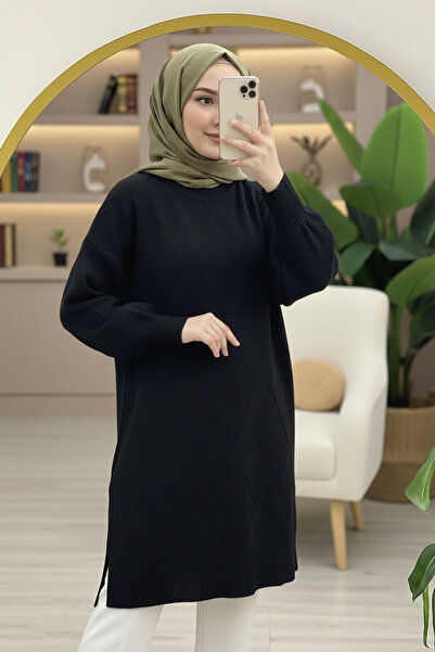 Kirazgym Baklava Fitil Desen Yumoş Pulover tricotat cu tunica din fire moale