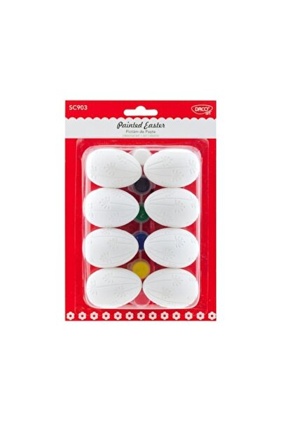 Daco Set de pictură creativă de Paște, 8 ouă de plastic (6 cm), 6 culori de v...