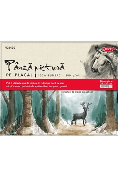 Daco Pânză pe placaj, 24x30 cm, 280 g/m², 3 straturi de grund pre-aplicat