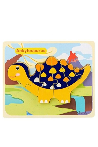 ALİBEİBEİ Wooden dinosaur puzzle Ankylosaurus 6 large pieces