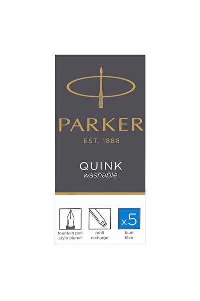 Parker Cartușe Quink Long, lavabile, albastre, 5 buc.