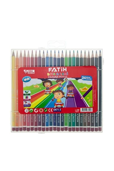 Fatih set de 24 creioane colorate, diametru mină 2,9 mm, cutie de plastic