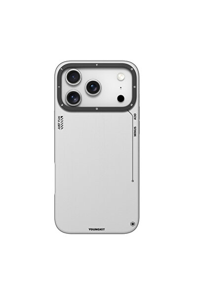 Youngkit iPhone 17 Pro Max Uyumlu Kılıf M-safeli Basit Mat Deri Desenli Tech Fashion Seri Kapak Gri