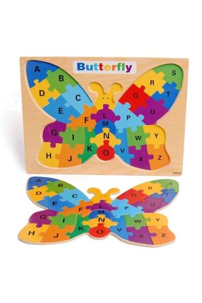 ALİBEİBEİ Puzzle din lemn cu fluturi, 27 de piese