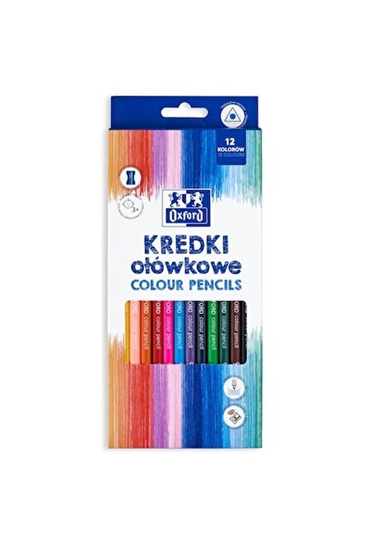 Herlitz Creioane colorate Oxford, vârf de 3 mm, triunghiulare, set de 12 + as...