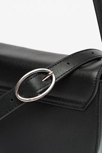 Diesel D Logo Leather Handbag With Silver Stainless Steel Accents