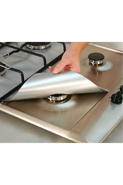 LILY Set de 4 folii de teflon gri pentru aragaz, lavabile și reutilizabile