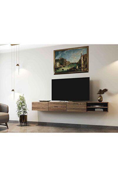 Stylish Home طاولة و مكتبة تلفزيون معلقة بني - TV53