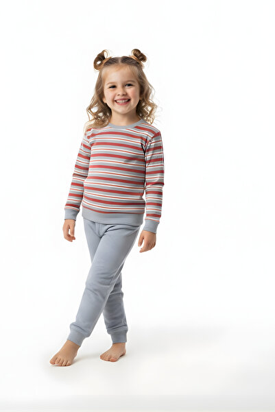 BUUFUU بدلة أطفال مخططة بأكمام طويلة للأعمار من 5 إلى 10 سنوات