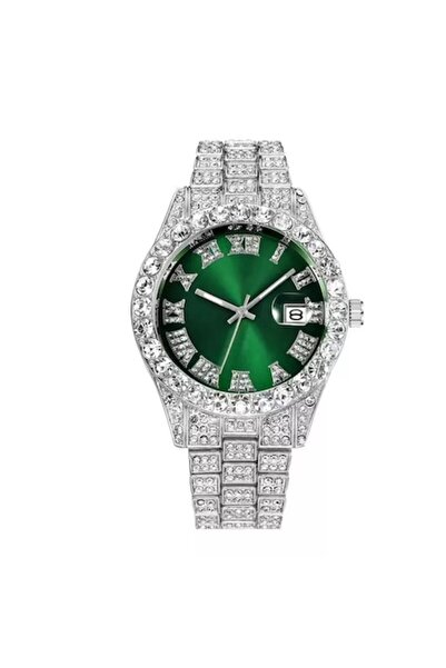 Tessero Ceas analogic cu gheață, cuarț, inserții de zirconiu, cifre romane, p...