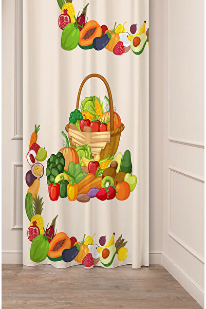 GREENDECOR Model de fructe și legume, design special, digital, stil modern, stil modern, perdea de fundal elegantă pentru bucătărie