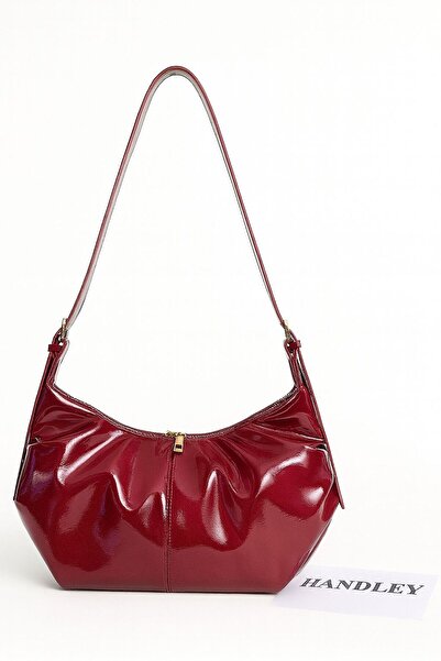 Handley Geantă de umăr și de mână de lux aspect de piele plisată