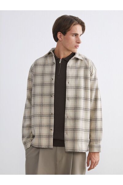 LC Waikiki Cămașă pentru bărbați, în carouri, cu mânecă lungă, cu potrivire c...