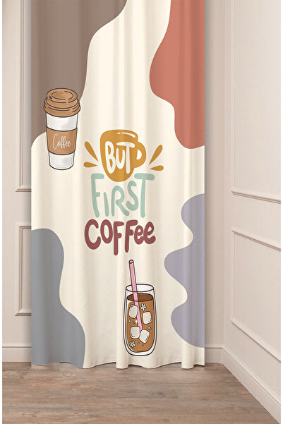 GREENDECOR Coffe Time Espresso Latte Café Zamanı Model Boem Design special cu imprimeu digital Perdele de fundal în stil elegant