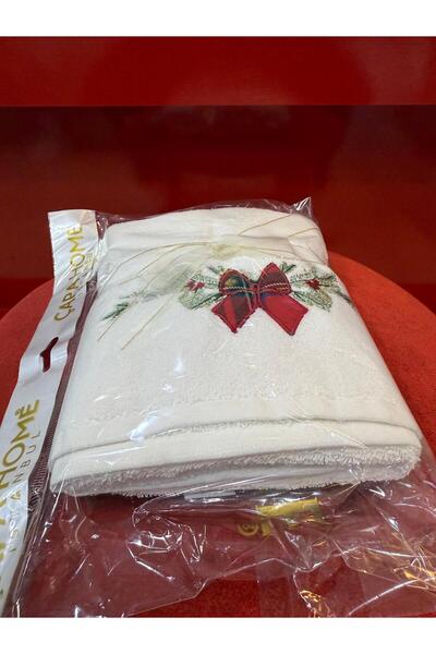Çapa Home New Year Christmas Themed Premium Quality Gift Cotton Hand and Face Towel 50X90