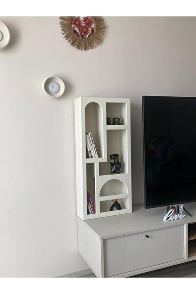 Aslan bohem tarzı beton görünümlü duvar rafı / nişi kitaplık /sensörlü sajlı ...