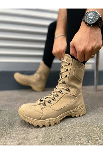 Baybonza Jy999 Strike Lace-Up Orthopedic Sole Casual Suede Men's Military Boots Skt Sand