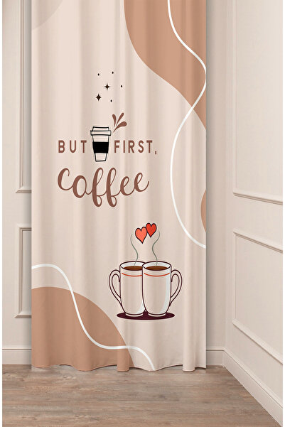 GREENDECOR Coffe Time Espresso Latte Café Zamanı Model Boem Design special cu imprimeu digital Perdele de fundal în stil elegant