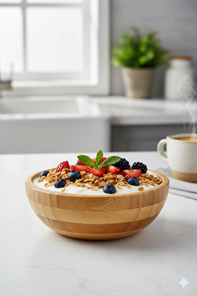 Home Bambu Salata Kasesi Büyük Boy Ahşap Servis & Sunum Tabağı | Meyve, Kahva...