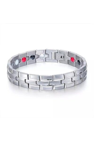 Tessero Brățară magnetică terapeutică, oțel inoxidabil, placată cu aur de 18K, argint