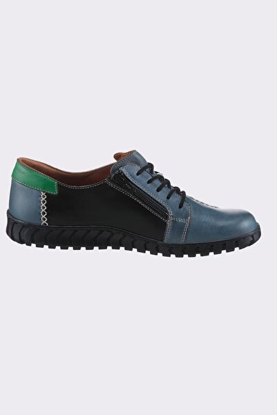 İNZE AYAKKABI Blue & Colorful Genuine Leather Casual Shoes