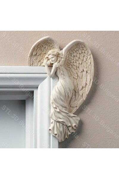 hivhestın Melek Figür Kapı Köşesi Dekoru - 3D Baskı - Zarafet Temalı Panel