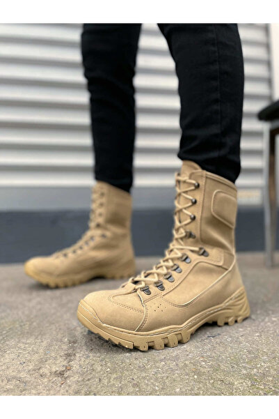 Baybonza Jy999 Strike Lace-Up Orthopedic Sole Casual Suede Men's Military Boots Skt Sand