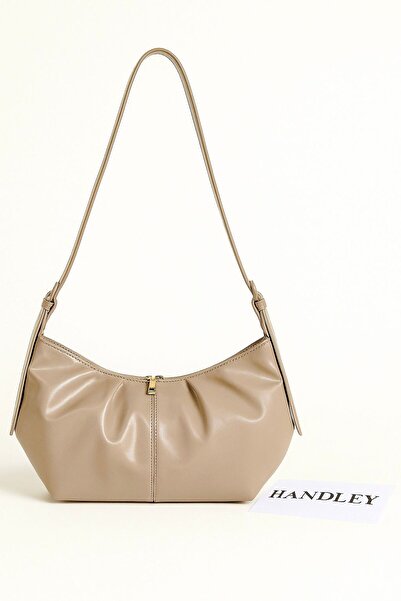 Handley Geantă de umăr și de mână de lux aspect de piele plisată