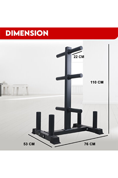 YALLA HomeGym 2-in-1, Olympic Weight Plate Rack Tree With 4 Vertical Barbell Bar & 6 Olympic Plate Holders