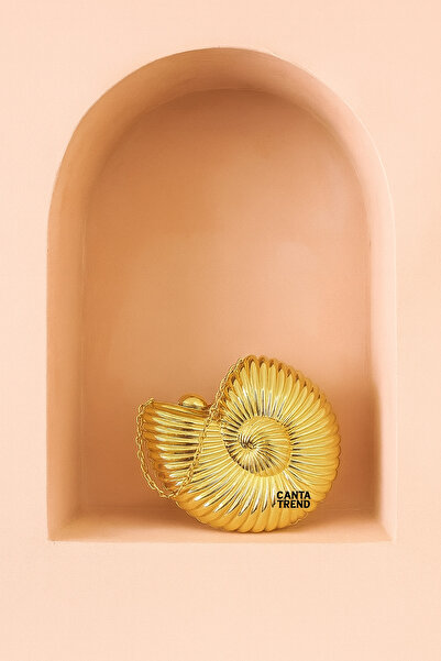H&D COLLECTİON Gold Seashell Patterned Evening Dress Bag