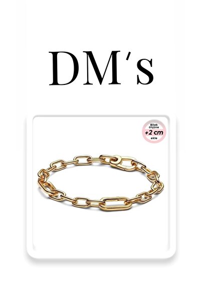 DM’s Silver İnce Me Gold Zincirli Gümüş Bileklik