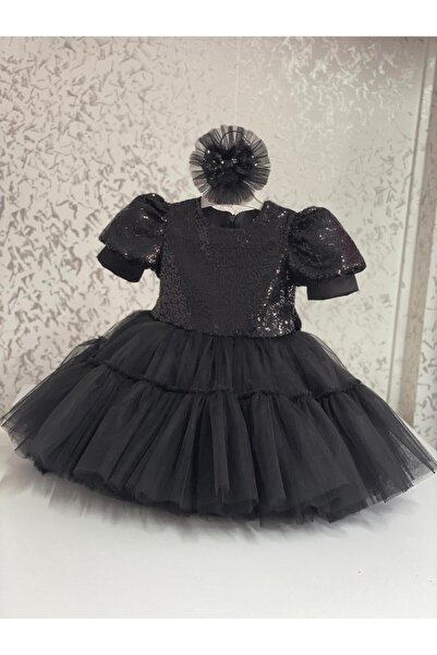 Star Kids Rochie tutu neagră pentru fetiță, rochie de seară neagră pentru fetiță