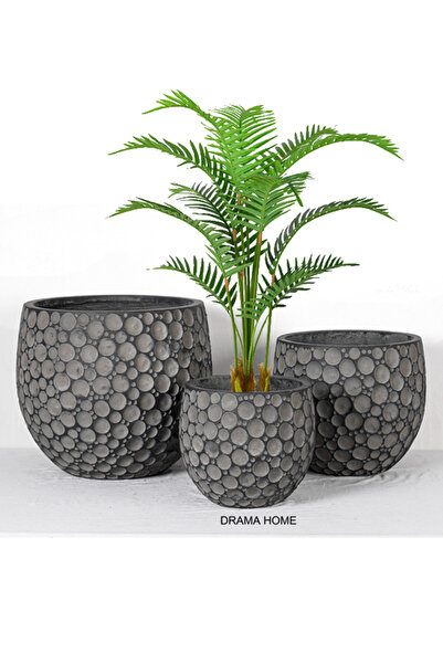 DRAMA HOME Set of 3 decorative stone basins - an artistic touch for artificial and natural plants