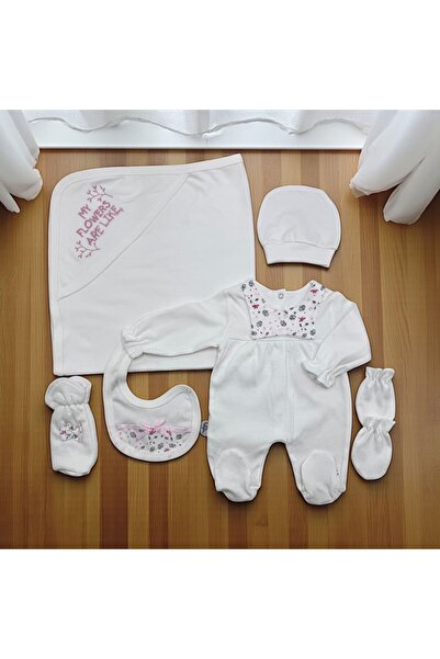 Baby day Soft Floral Baby Girls' Reception Set - 6 Pieces - Comfortable Cotton with Delicate Pink Detailing