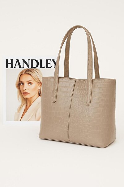 Handley Geantă de umăr cu detalii din piele de crocodil strălucitoare