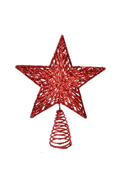 Craciun Tree Topper Star 3D Red with Pattern 23 cm