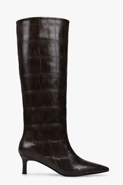 Shoeberry Γυναικείες μπότες Kaia καφέ κροκόδειλου